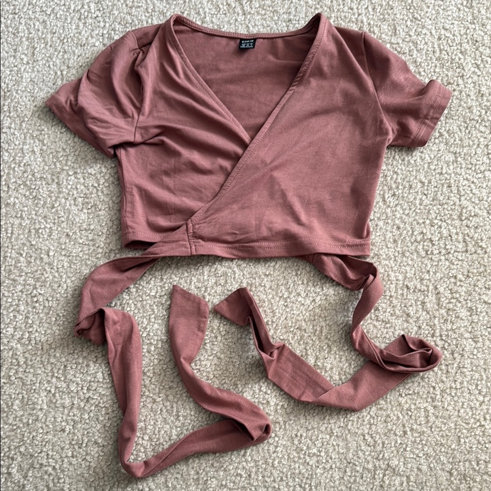 SHEIN Pink Wrap Crop Top